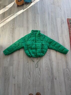 Halfdays Nellie Cropped Green Puffer Jacket